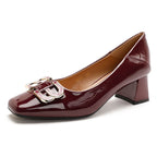 Damen elegante und modische Absatzschuhe mit quadratischer Zehenkappe