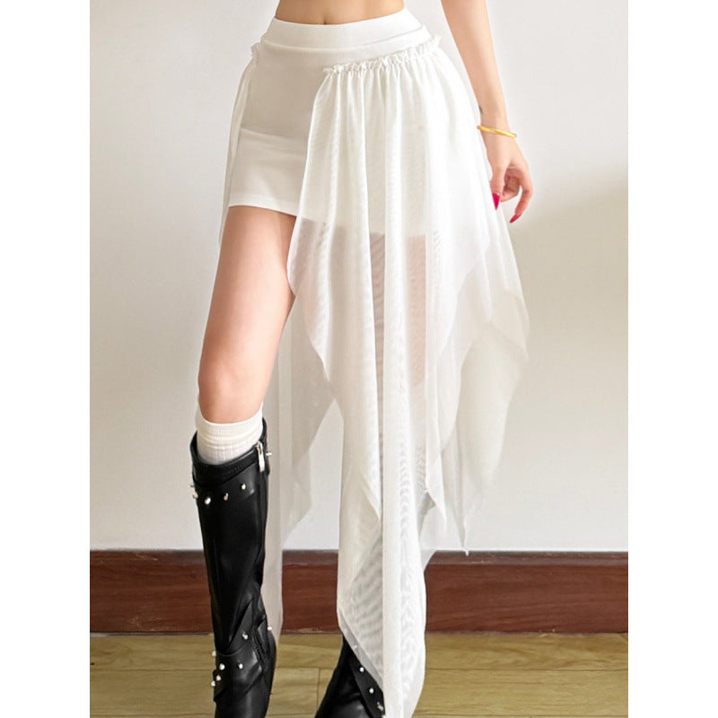Damen Maxi-Skirt mit fließendem Chiffon und asymmetrischem Schnitt R&B