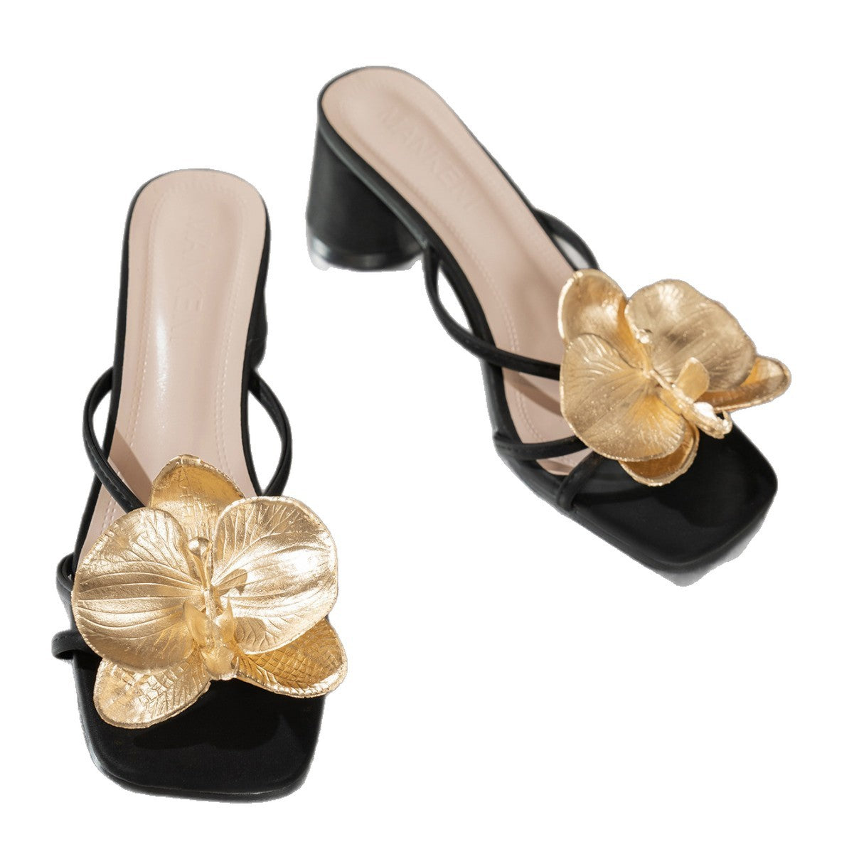 Damen Elegante Slingback-Sandalen mit floralem Goldakzent und bequemer Fußbettung R&B