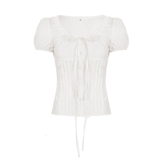 Damen Elegantes Blusenoberteil mit Rüschendetails und taillierter Silhouette R&B