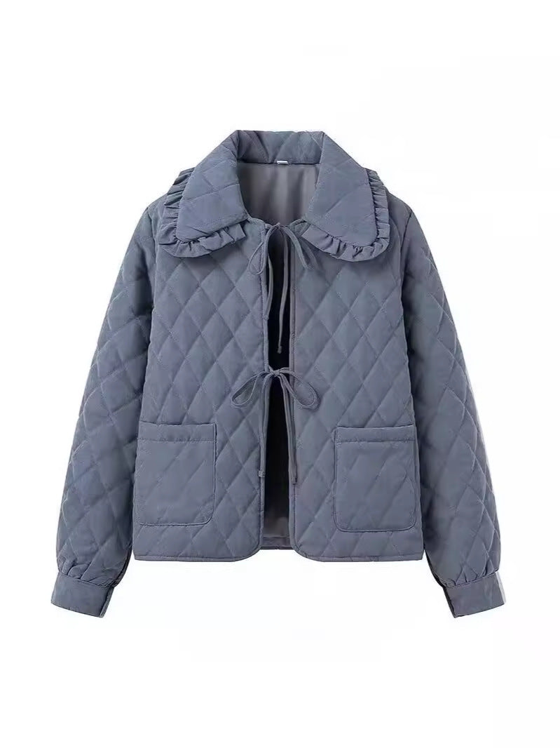 Damen Steppjacke mit großem Kragen und praktischen Taschen R&B
