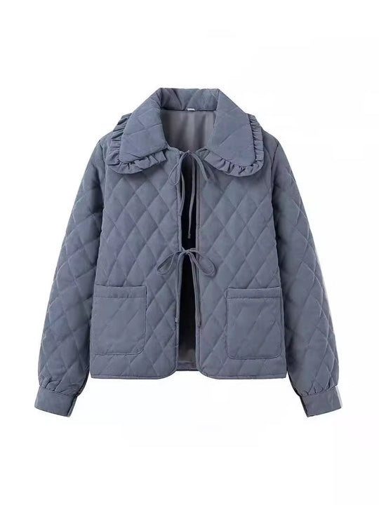 Damen Steppjacke mit großem Kragen und praktischen Taschen R&B