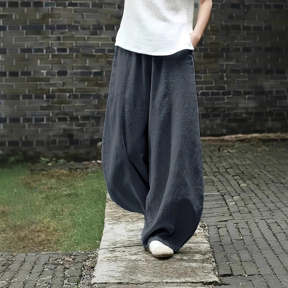 Damen Elegante Palazzo-Hose mit bequemer Passform und lockerem Schnitt R&B