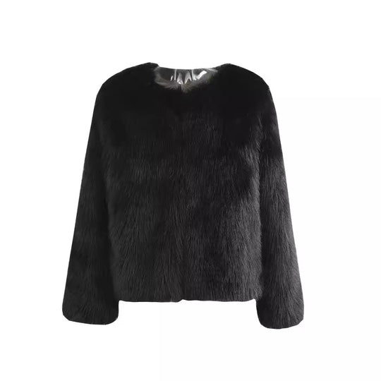 Damen Luxus Kunstpelz Jacke mit eleganten Details R&B