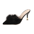 Damen Elegante Mules mit luxuriösen Federn und schickem Absatz R&B