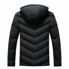 Herren gefütterte Winterjacke mit abnehmbarer Kapuze und hohem Kragen