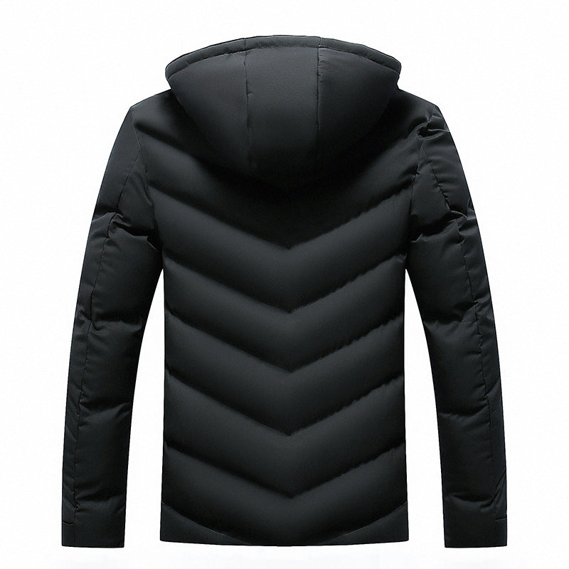 Herren gefütterte Winterjacke mit abnehmbarer Kapuze und hohem Kragen