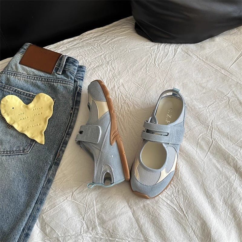 Damen Bequeme Freizeit-Sneaker mit atmungsaktivem Obermaterial und verstellbarem Klettverschluss R&B