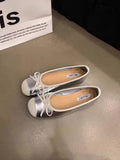 Damen elegante Ballerinas mit schimmerndem Effekt und zierlicher Schleife R&B