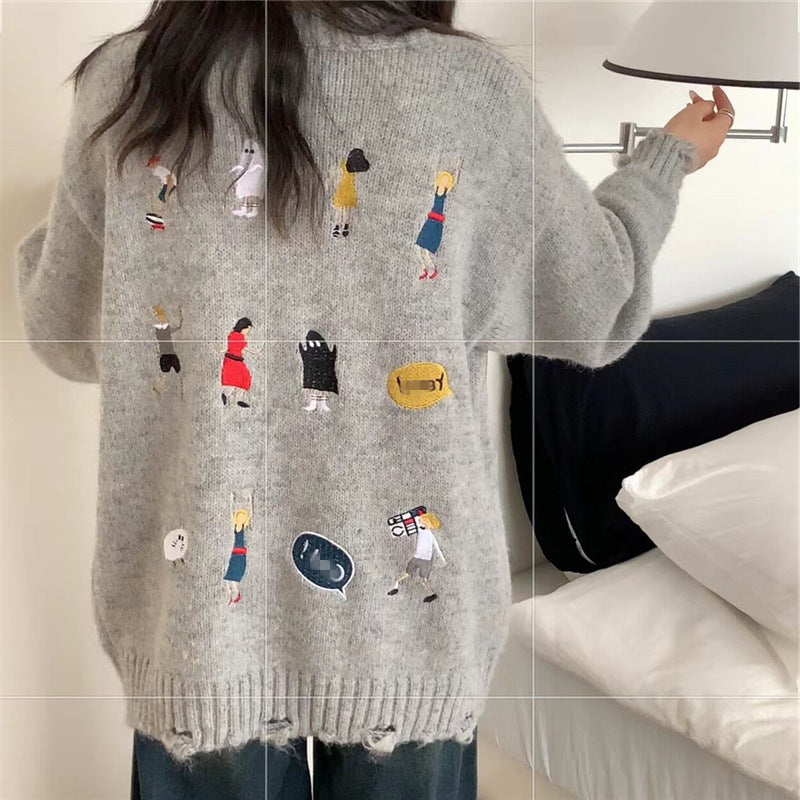 Damen Grober Strickcardigan mit praktischen Taschen und Knopfdetails R&B