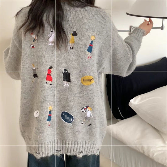 Damen Grober Strickcardigan mit praktischen Taschen und Knopfdetails R&B