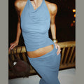 Damen elegantes Wickeloberteil und Rock Set R&B