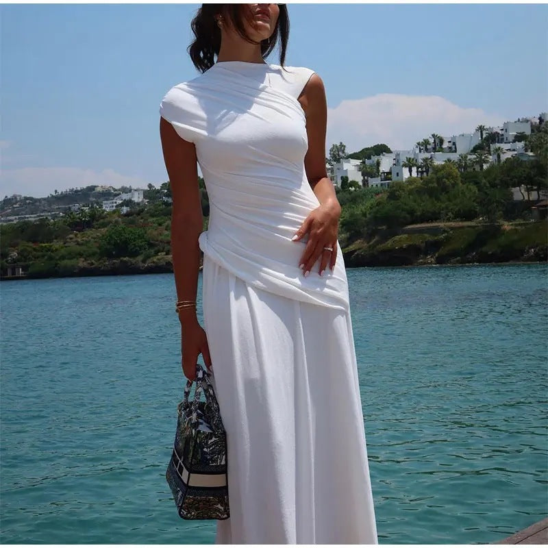 Damen Maxikleid mit innovativem Wickeldesign und eleganter Drapierung R&B