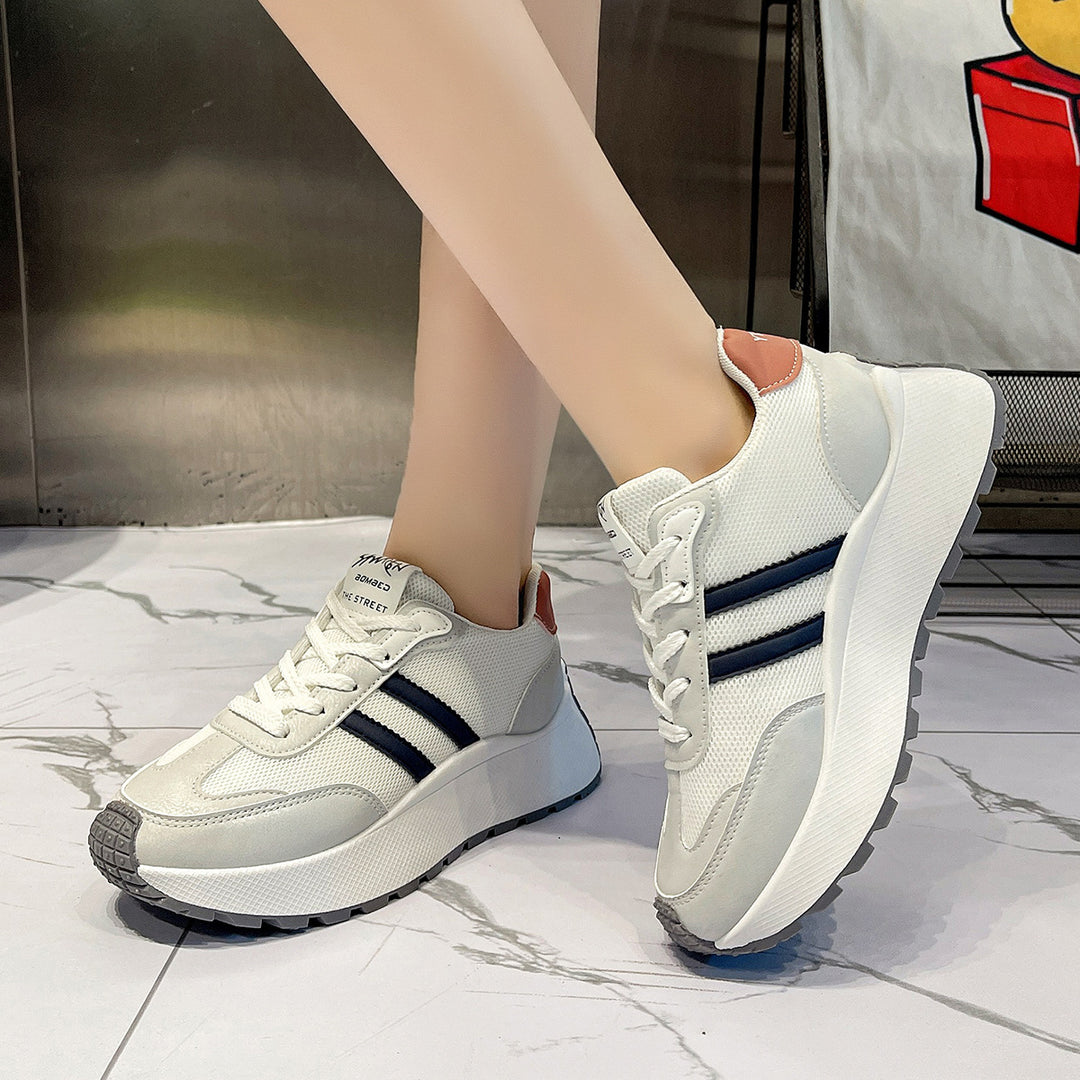 Damen Sportliche Plateausneaker mit atmungsaktiver Mesh-Oberfläche und ergonomischer Dämpfung R&B