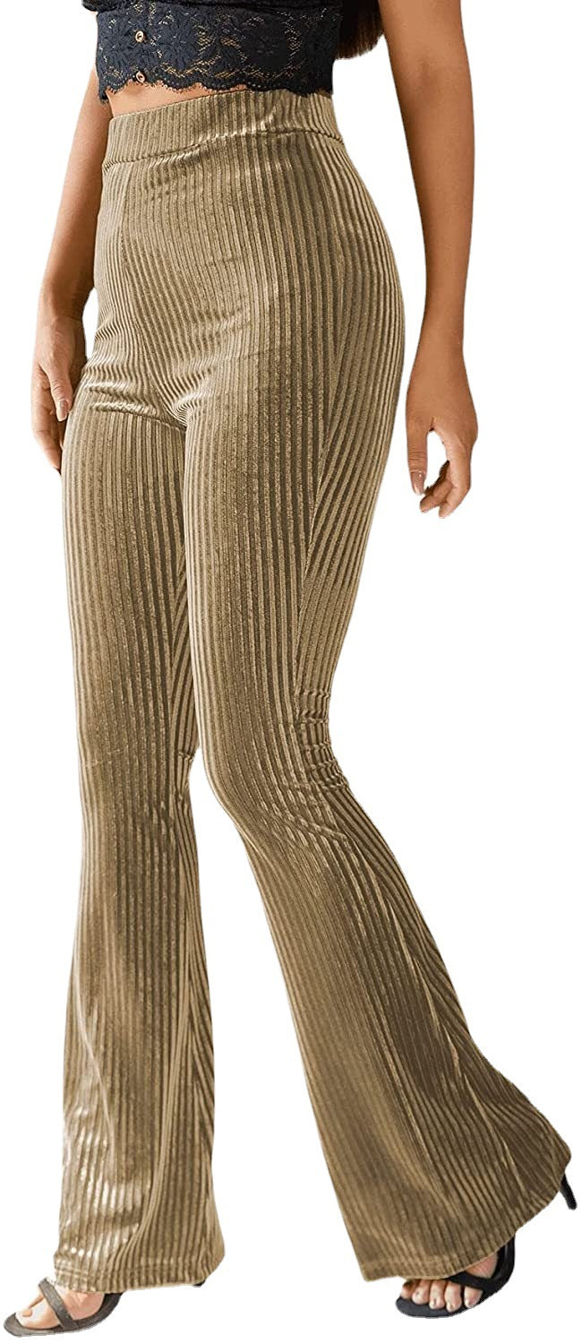 Damen Bootcut-Hose mit Rippstruktur und hohem Bund R&B