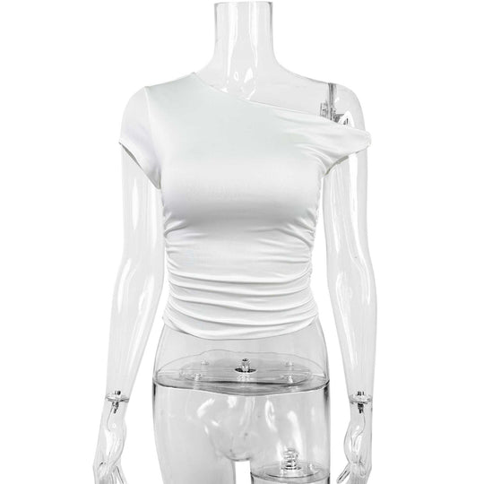 Damen Off-Shoulder Shirt mit Raffung und tailliertem Schnitt R&B