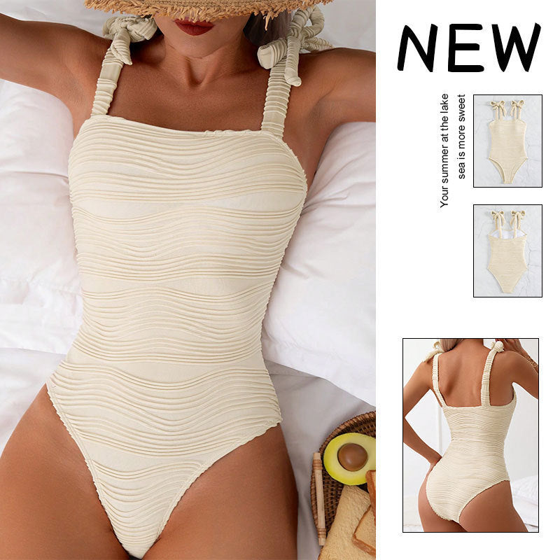 Damen Schwimmanzug mit wellenförmigem Design und verstellbaren Trägern R&B
