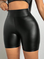 Damen Hochgezogene Kunstleder Shorts R&B