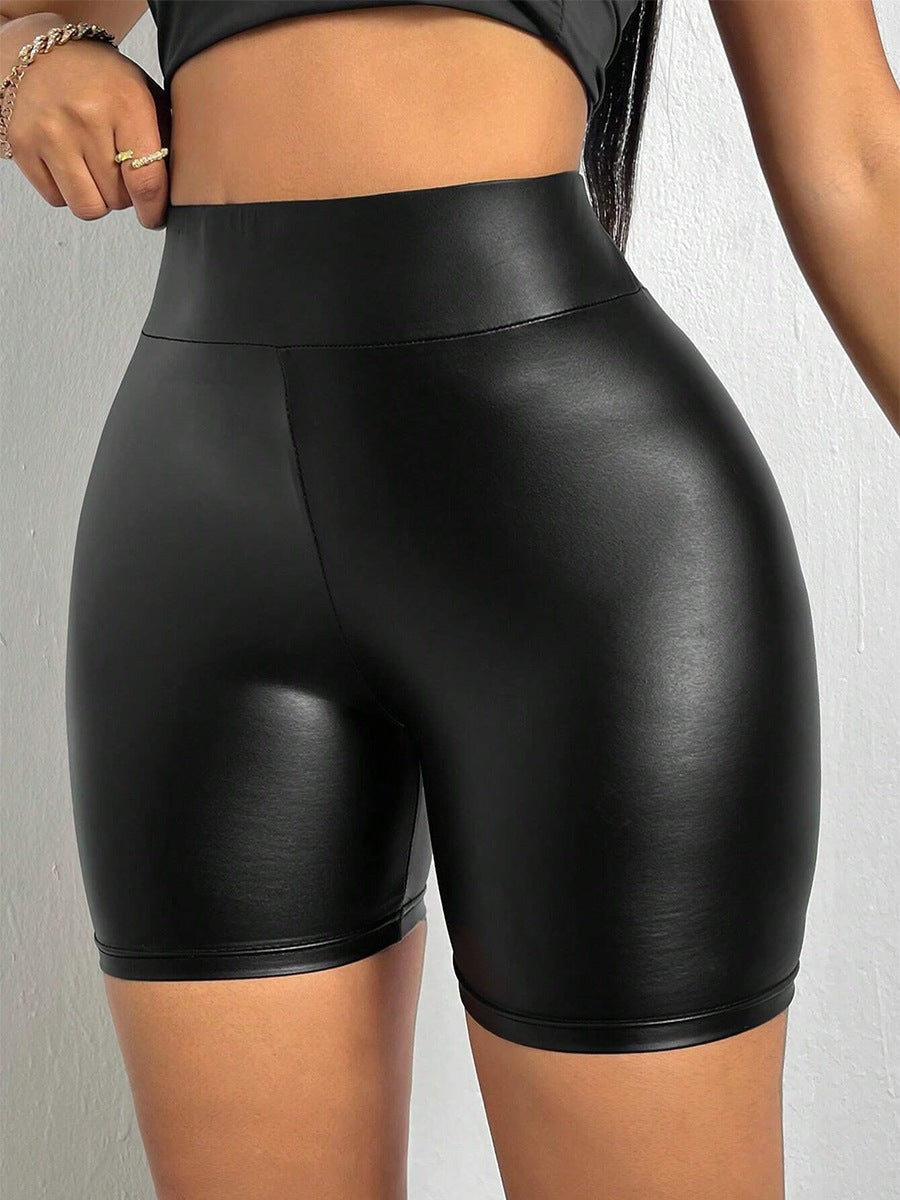 Damen Hochgezogene Kunstleder Shorts R&B