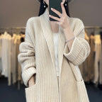 Damen Gemütlicher Strickcardigan mit tiefen Taschen R&B