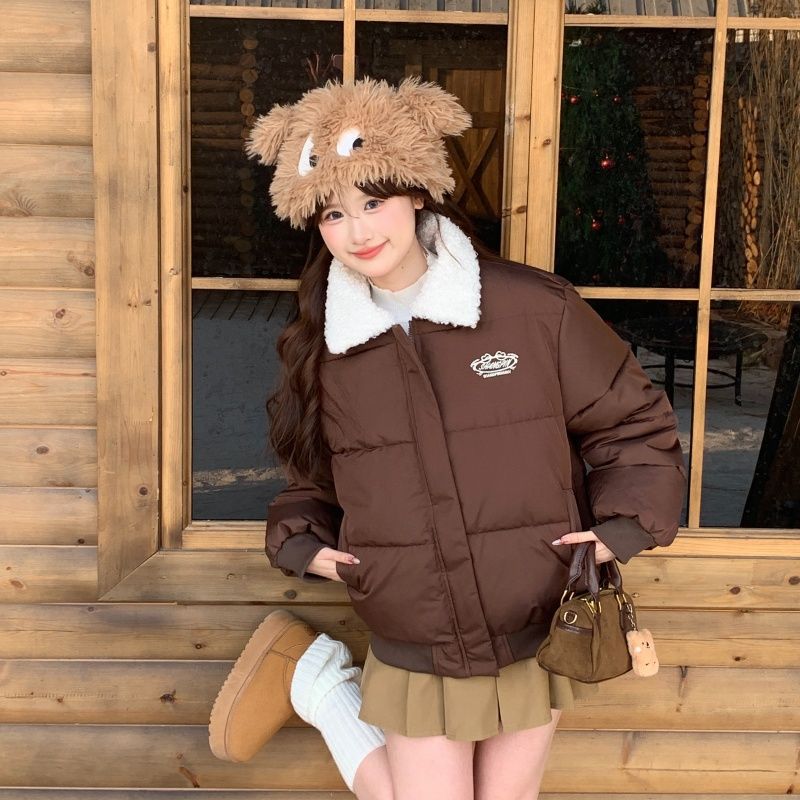 Damen gepolsterte Winterjacke mit kuscheligem Kragen und praktischen Taschen