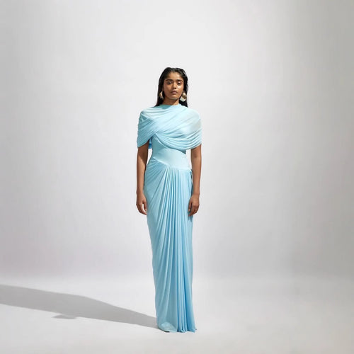 Damen Maxikleid mit eleganter Drapierung und asymmetrischen Cut-Outs R&B