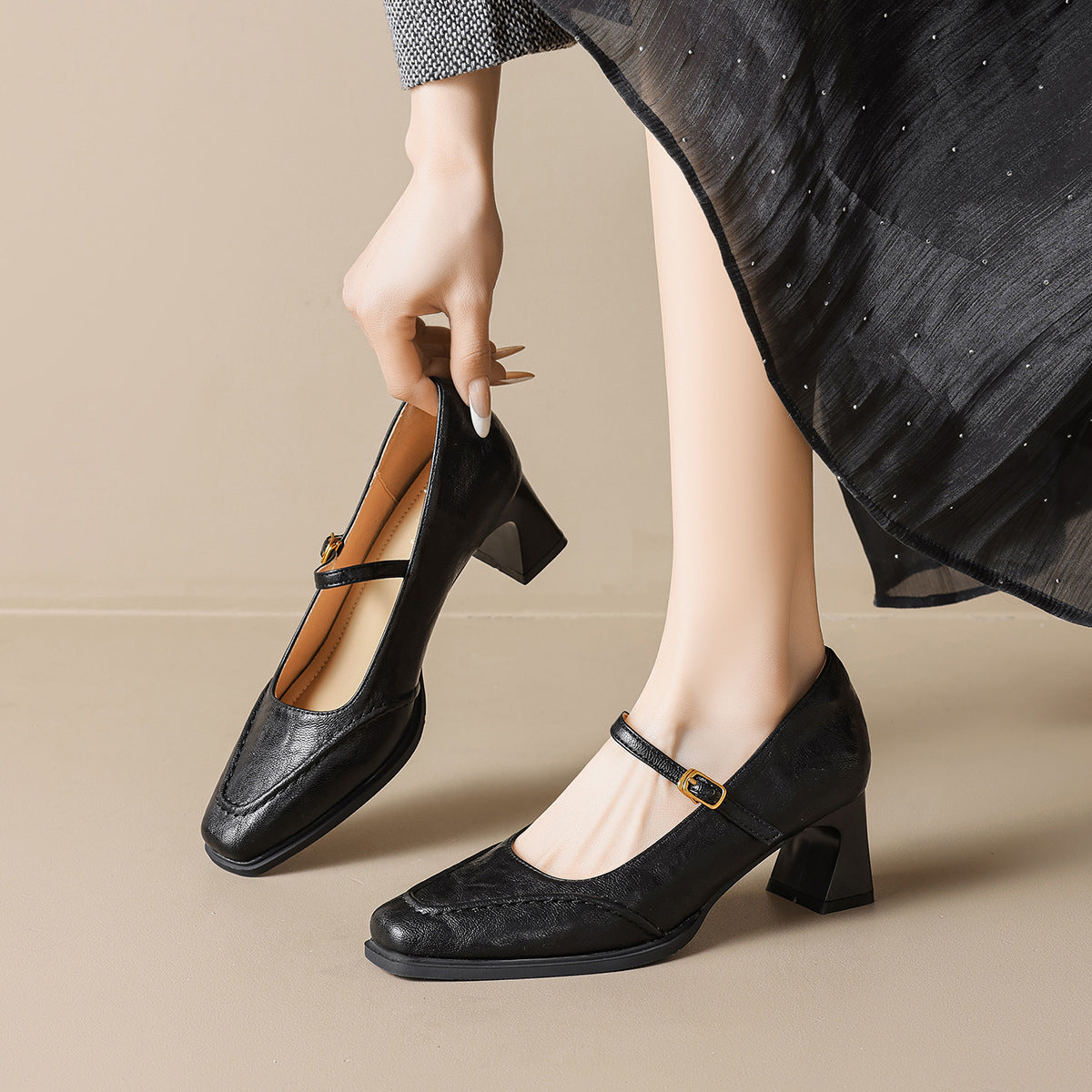 Damen elegante Pumps mit verstellbarem Riemen