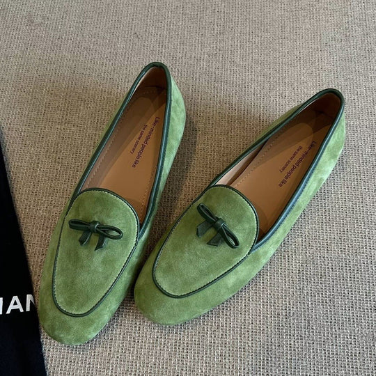 Damen Mokassins mit raffinierten Schleifenapplikationen und weichem Veloursleder R&B