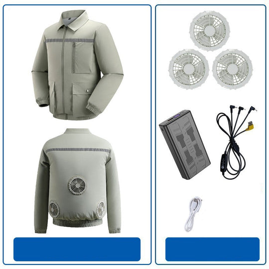 Herren nan belüftete Arbeitsjacke mit integrierten Lüftern, USB-Stromanschluss und reflektierenden Einsätzen R&B