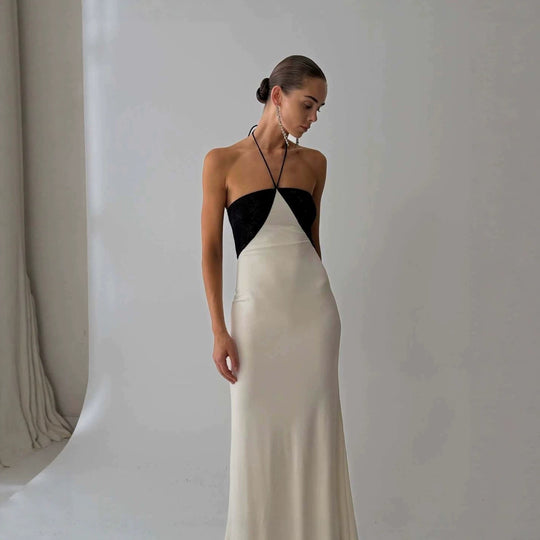 Damen Elegantes Abendkleid mit schimmerndem Oberteil und schmalem Schnitt R&B