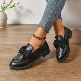 Damen elegante Mokassins mit dekorativem Schleifenakzent R&B