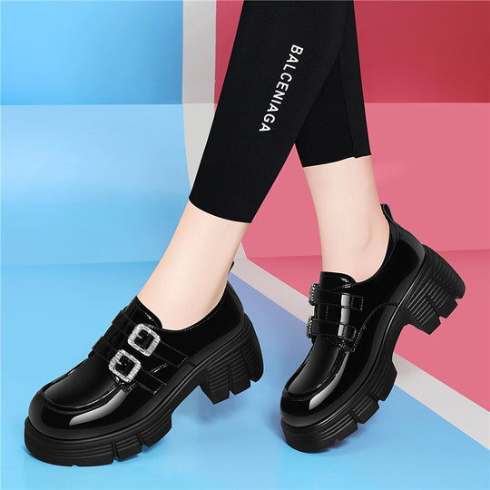 Damen Modische Plateau-Schnürschuhe mit doppeltem Riemenverschluss R&B