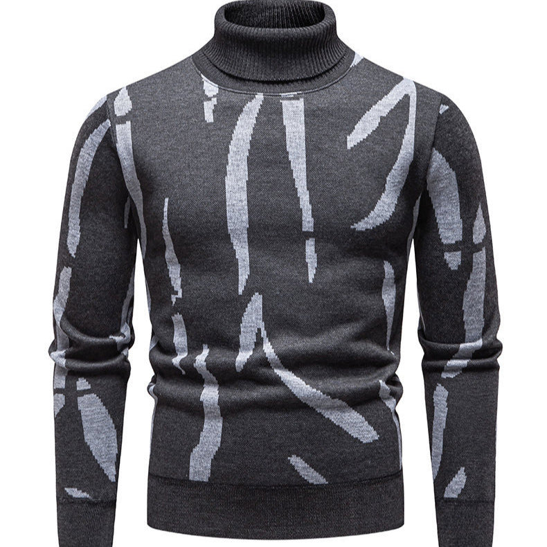 Herren modischer Rollkragenpullover mit auffälligem Muster R&B