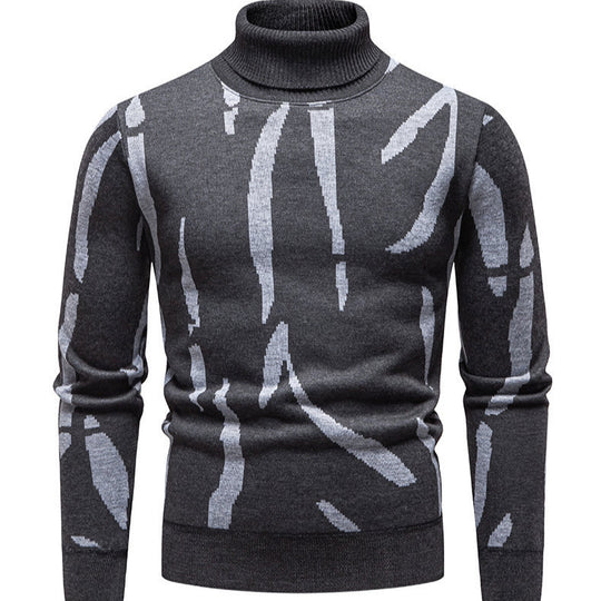 Herren modischer Rollkragenpullover mit auffälligem Muster R&B