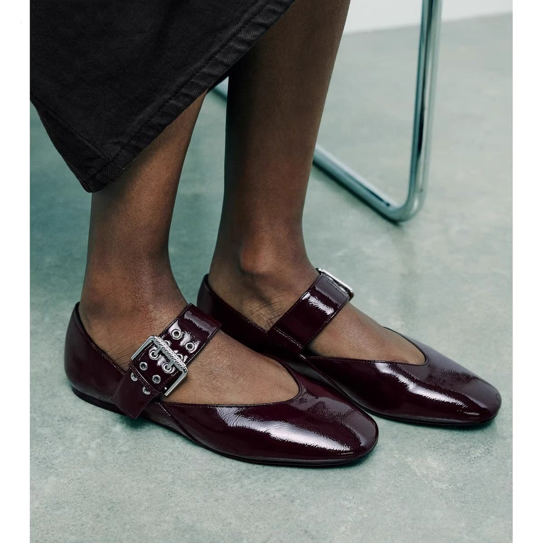 Damen Elegante Ballerinas im Leopardenmuster mit modischer Schnalle R&B
