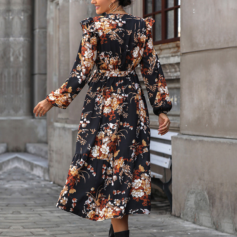 Damen Maxikleid mit raffinierten Rüschendetails und eleganter Taillierung R&B