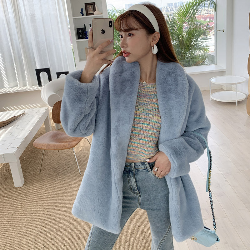 Damen Oversized Kunstpelzjacke mit voluminösen Ärmeln R&B