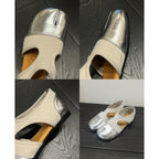 Damen elegante Slipper mit modischen Cut-Outs und funkelndem Metalleffekt