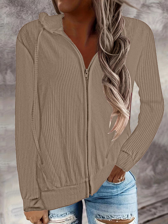 Damen Kapuzenjacke im modernen Rippenstrickdesign mit Taschen R&B