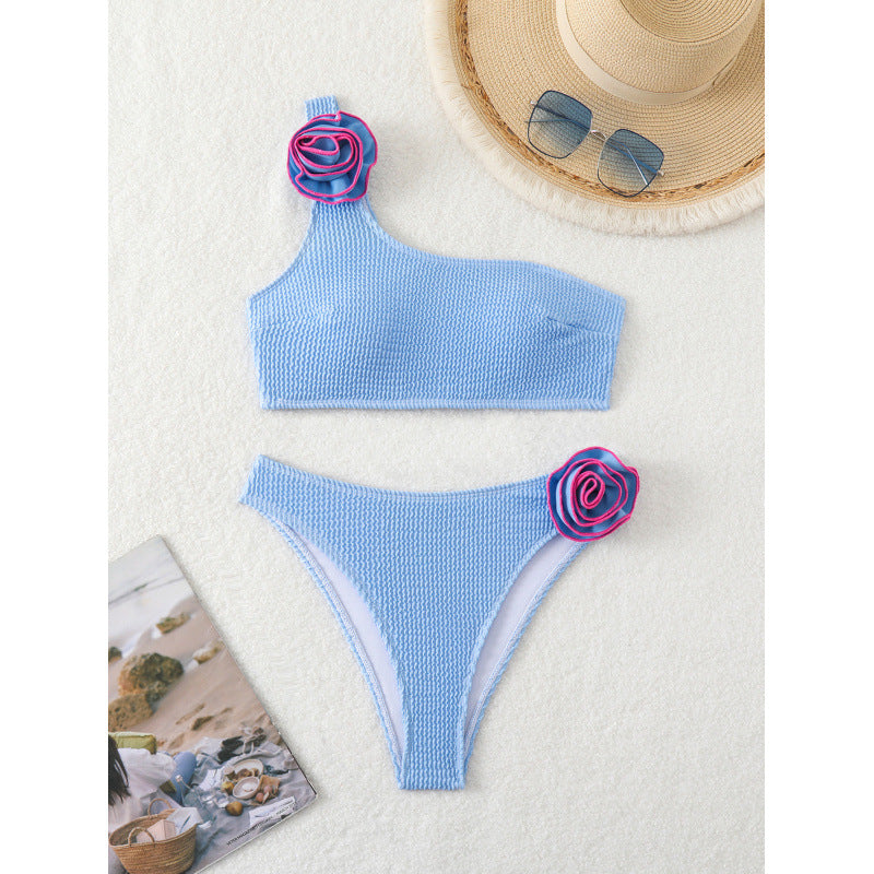 Damen Einseitiger Bikini mit Floralapplikation R&B