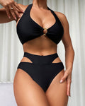 Damen Triangel-Bikini mit hohem Bund und cut-out Details