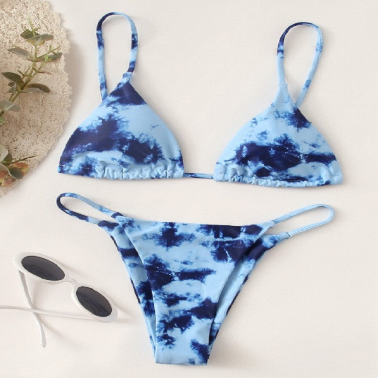 Damen Triangel-Bikini mit modischem Batikdesign