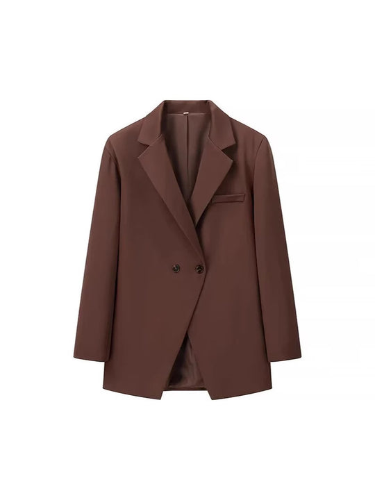 Damen eleganter Oversized-Blazer mit doppelter Knopfleiste und praktischen Taschen R&B