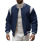 Herren Sportliche Collegejacke mit modernem Design und Kontrastärmel R&B