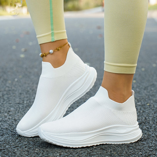 Damen sportliche Slip-On Sneakers mit atmungsaktivem Obermaterial und dämpfender Sohle R&B
