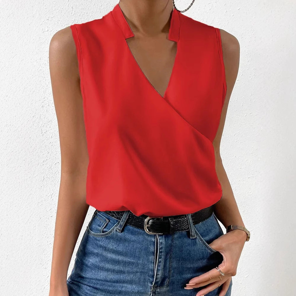 Damen Elegantes Wickeloberteil mit asymmetrischem V-Ausschnitt R&B