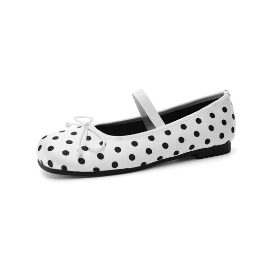 Damen Ballerinas mit modischem Punkte-Design und elastischem Riemen R&B