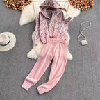 Damen lässiges Hoodie- und Jogginganzug-Set mit Leopardenmuster R&B