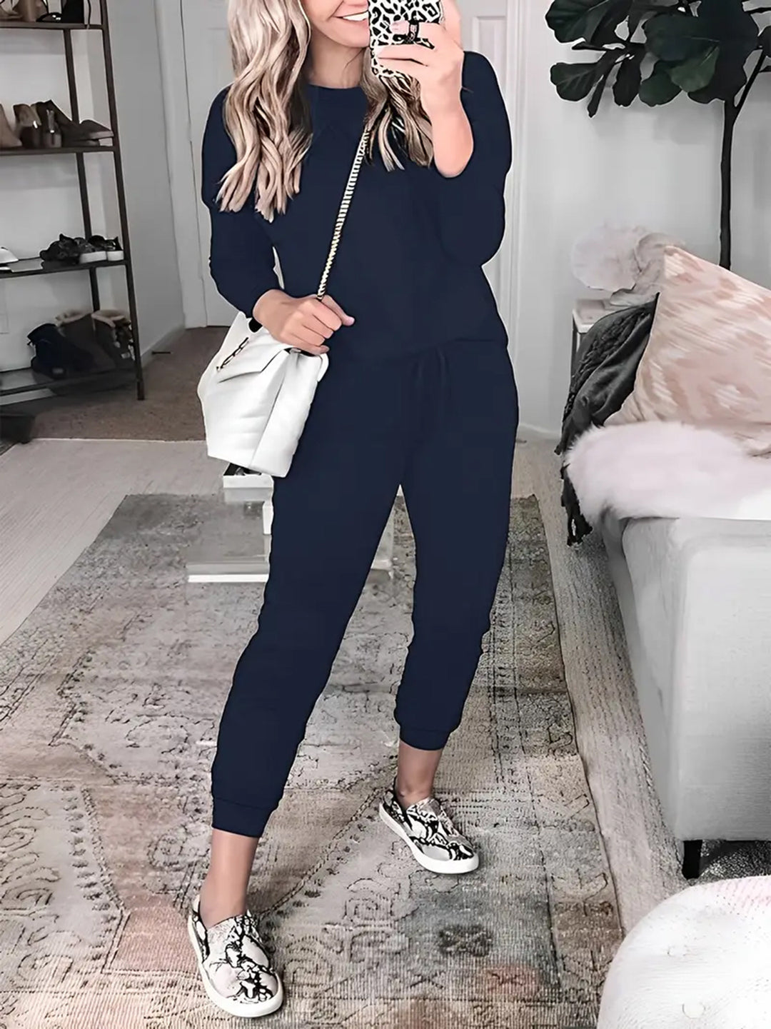 Damen Lässiger Freizeitanzug mit stylischem Schnitt und elastischem Bund R&B