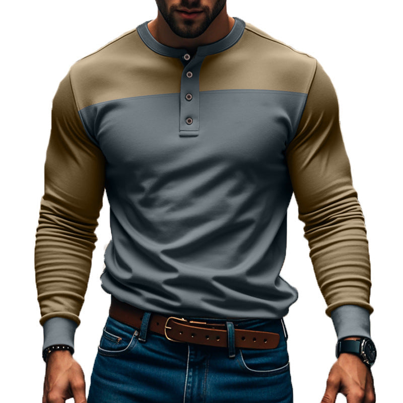 Herren nan funktionales Henley-Langarmshirt mit Raglanärmeln, verstärkter Knopfleiste und tailliertem Schnitt R&B